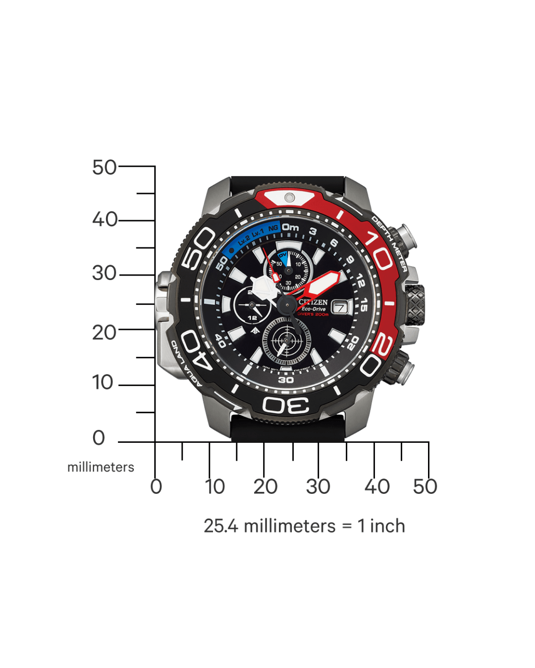 Ρολόι CITIZEN Promaster Aqualand Eco-Drive Chronograph Black Polyurethane Strap