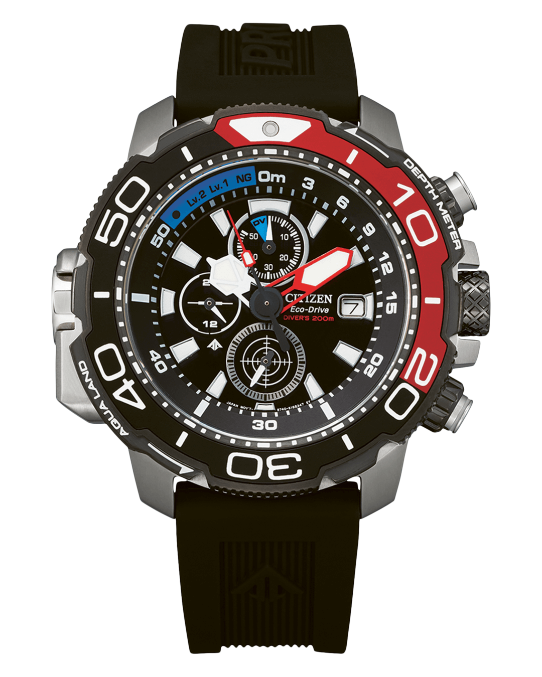 Ρολόι CITIZEN Promaster Aqualand Eco-Drive Chronograph Black Polyurethane Strap