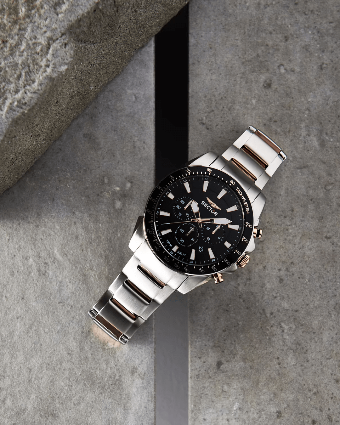 Ρολόι SECTOR 450 Chronograph Black Dial 43mm Silver Stainless Steel Bracelet